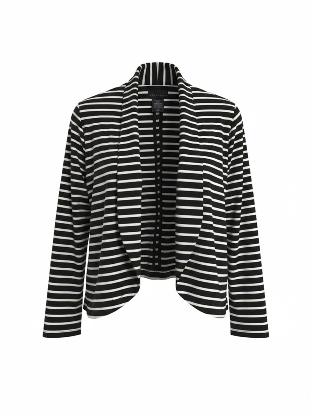 attention Black and White Striped Open Front Blazer